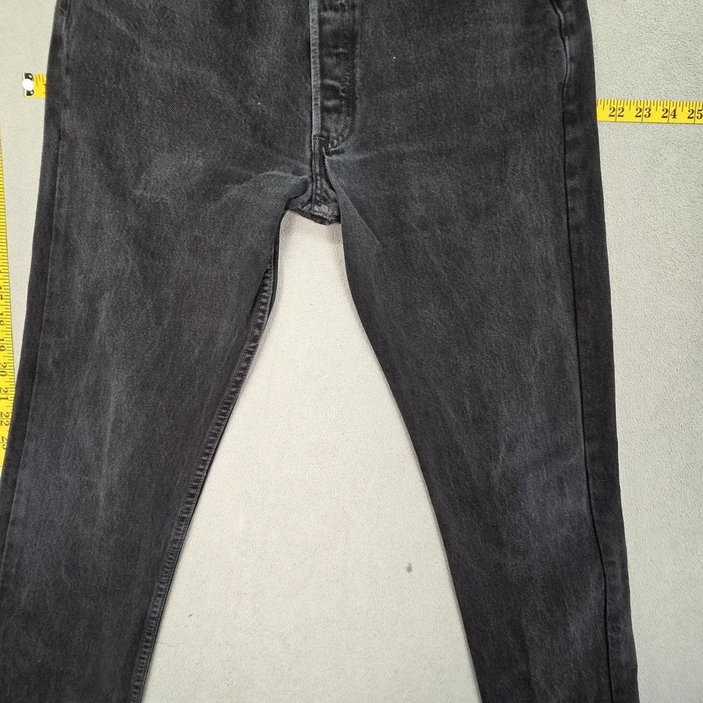 Levis 501 Jeans Mens Dark Gray Black Straight Button Fly Faded Denim Fits‎ 29x29